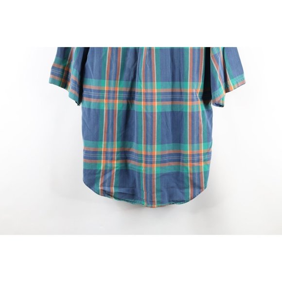 Vintage 90s Streetwear Mens Large Faded Baggy Fit Rainbow Plaid Button Shirt - Picture 9 of 9